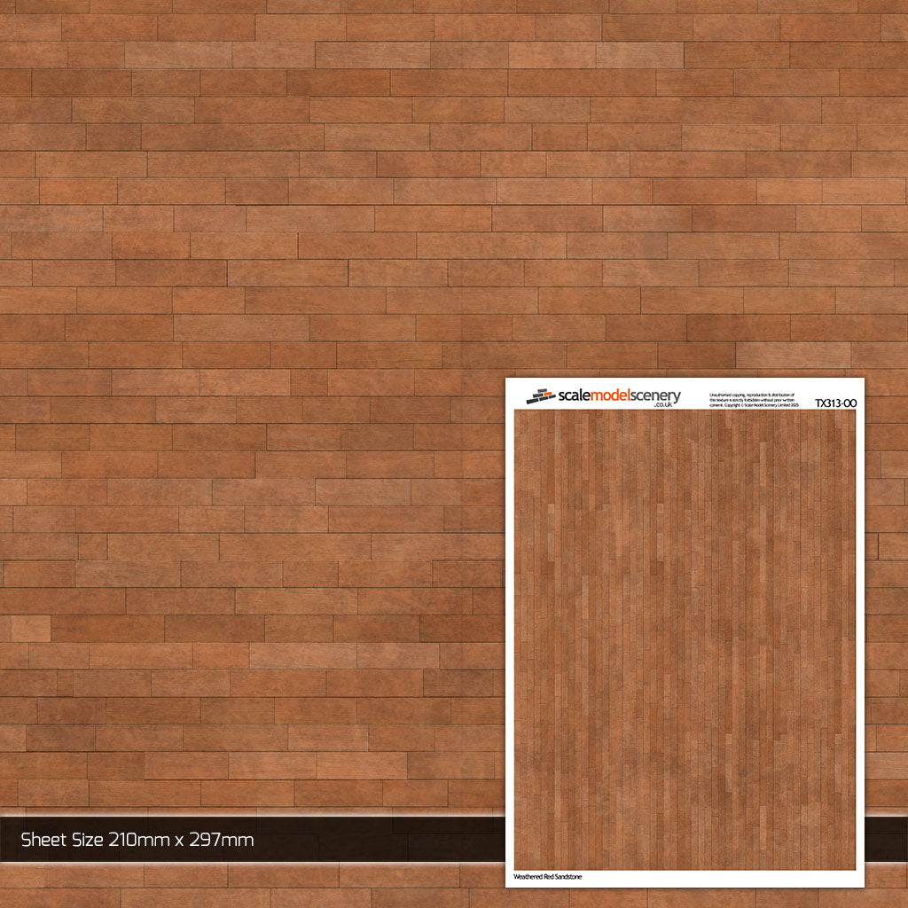 TX313-OO Weathered Red Sandstone Blocks (Pack of 5) - OO/4mm/1:76