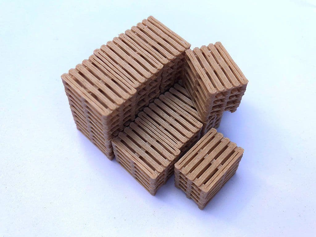 AX065-OO 3D Printed Real Wood Pallet Stacks (Pack of 12) OO/4mm/1:76