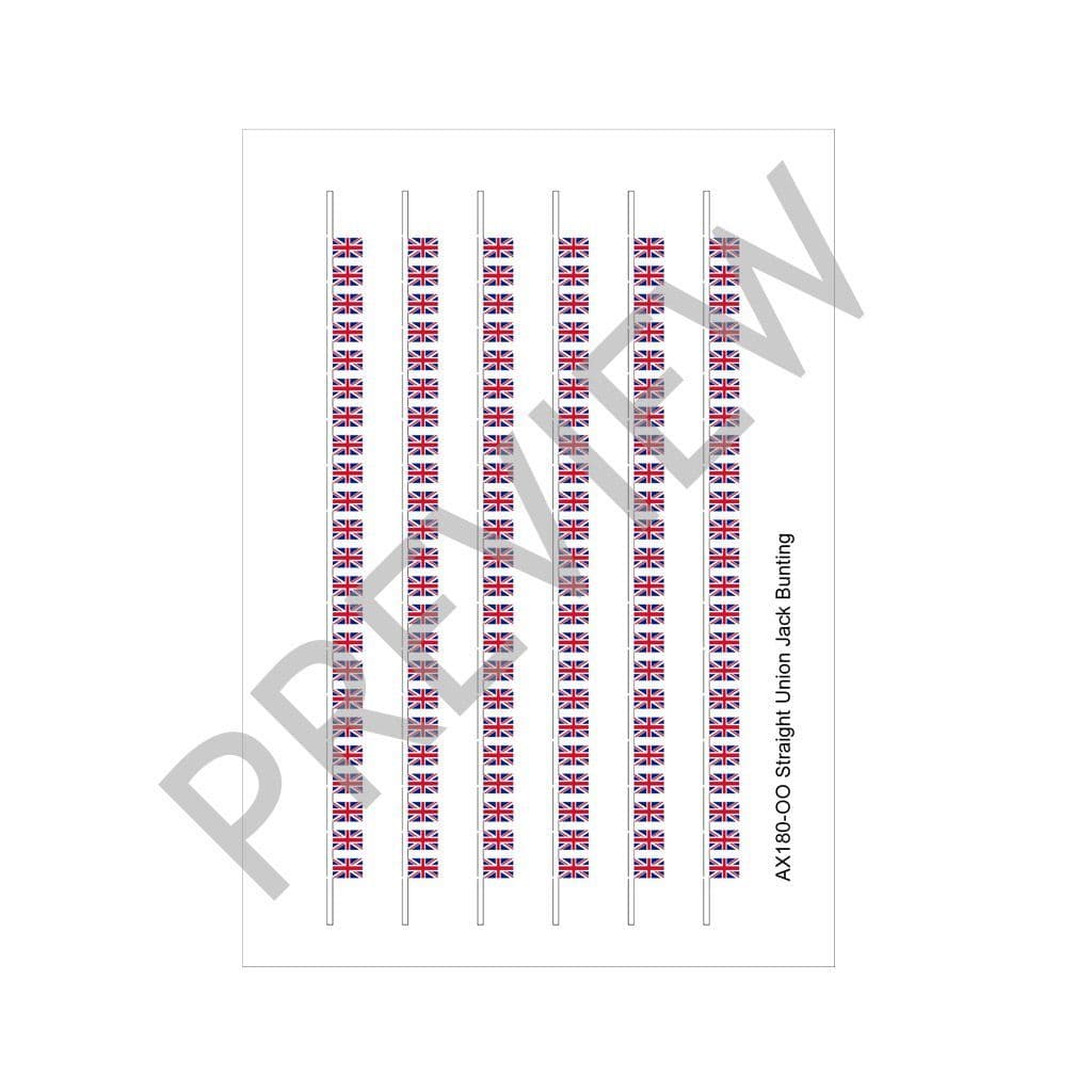 AX180-OO Union Jack Bunting - Straight (Pack of 6) - OO/4mm/1:76