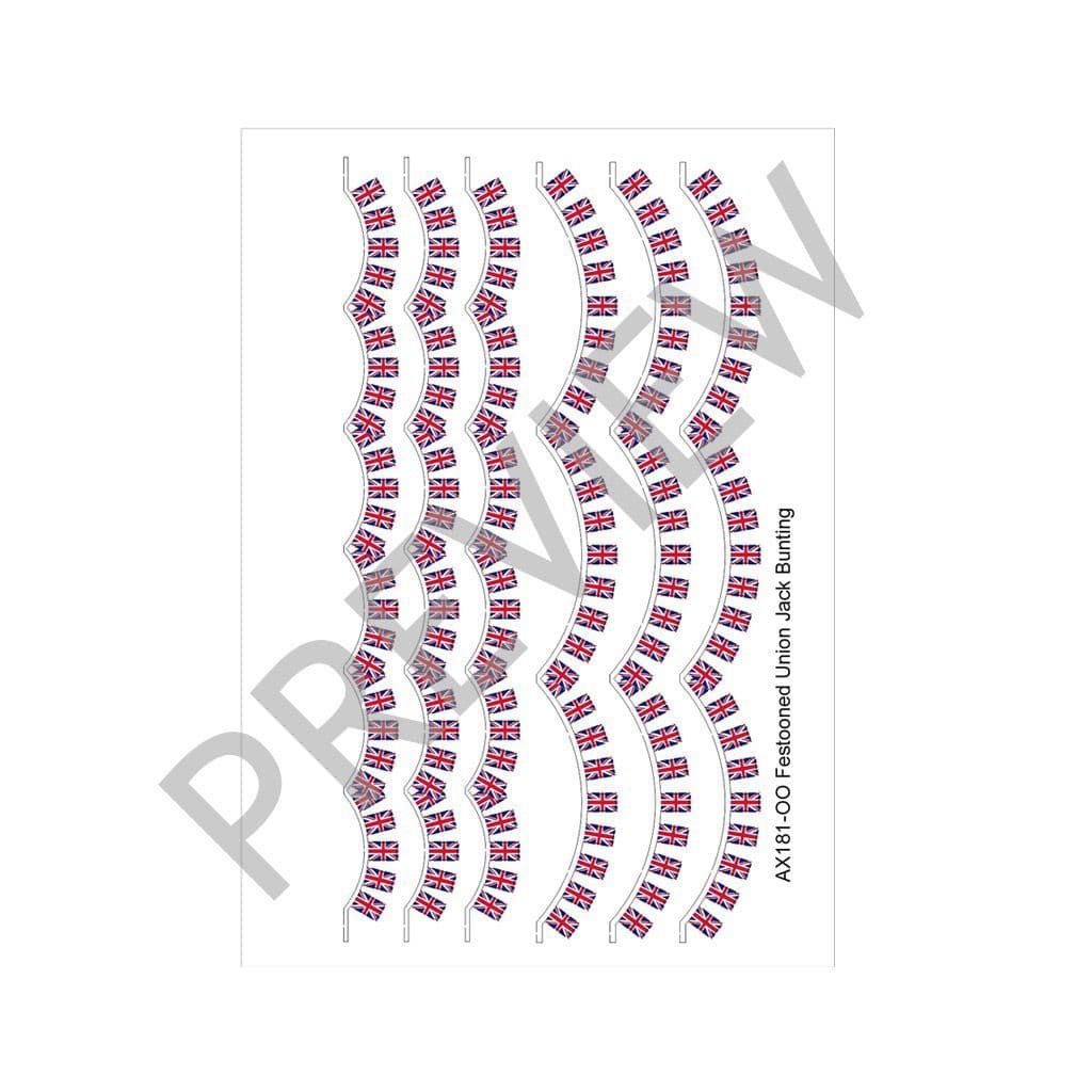 AX181-OO Union Jack Bunting - Festooned (Pack of 6) - OO/4mm/1:76