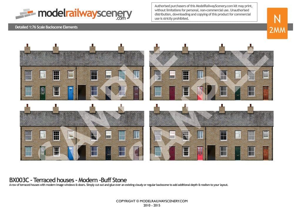 BX003-N Terraced Houses Backscene Elements N/2mm/1:148