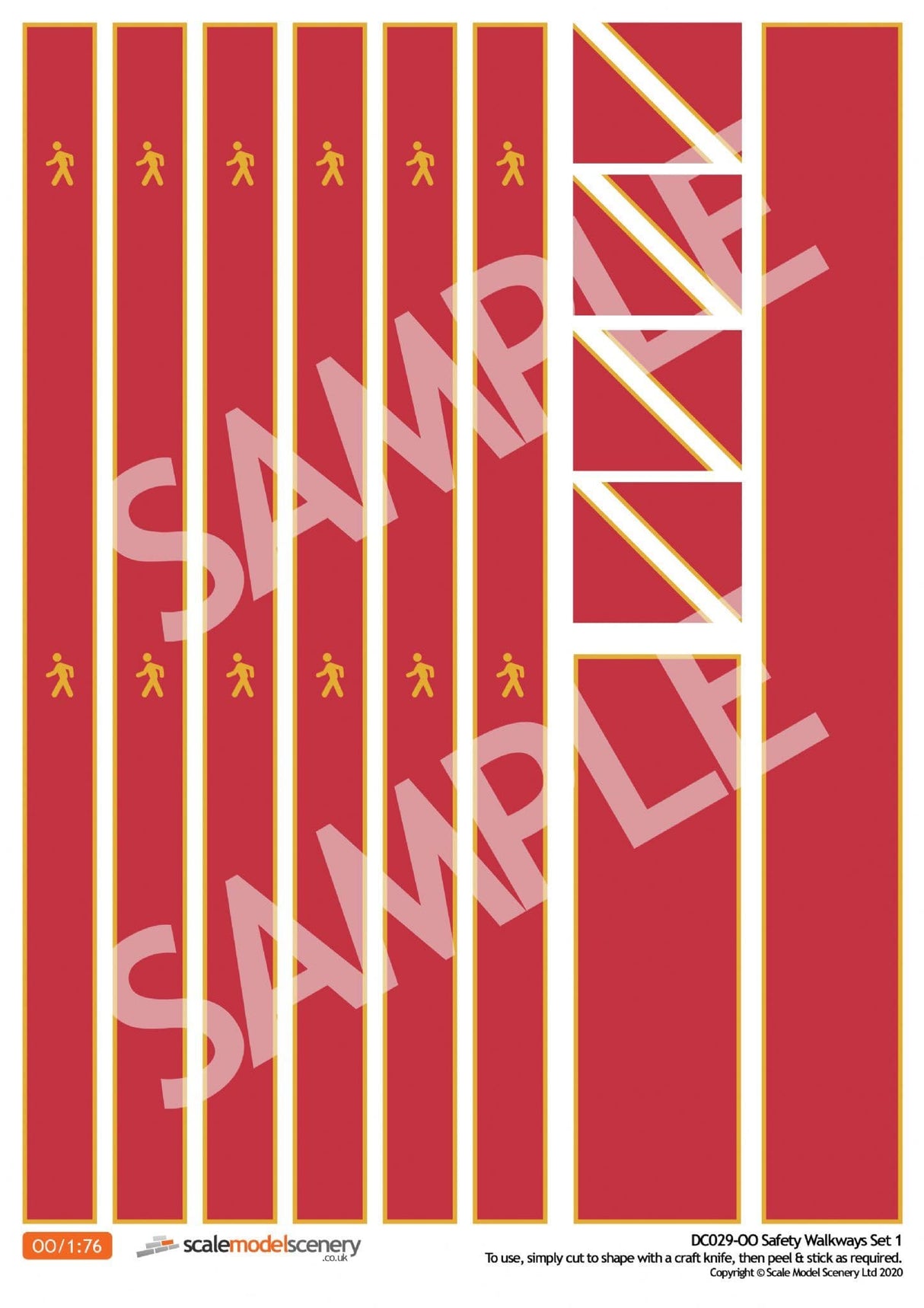DC029-OO Self-Adhesive Walkway Decals For Depots, Factories & Warehouses (Red) - OO/4mm/1:76