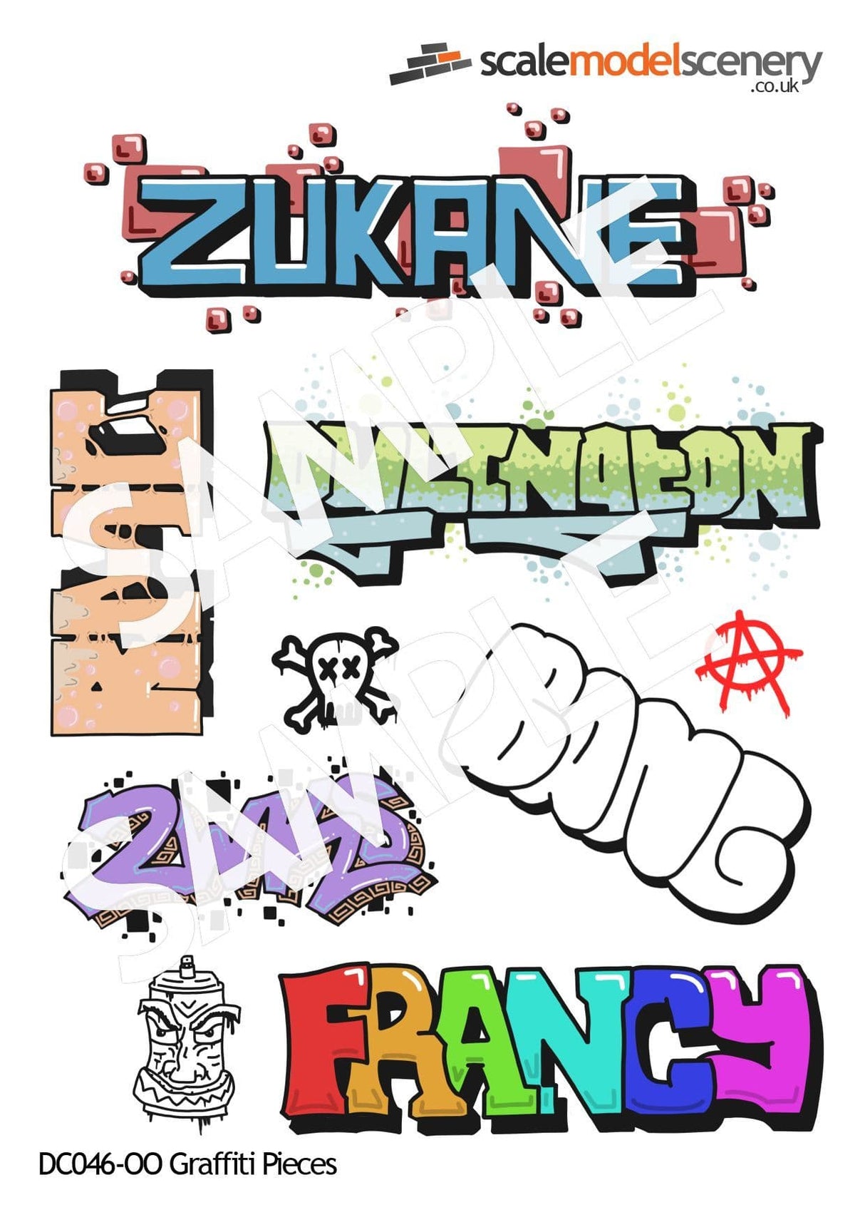 DC046-OO Graffiti Piece Decals - OO/4mm/1:76