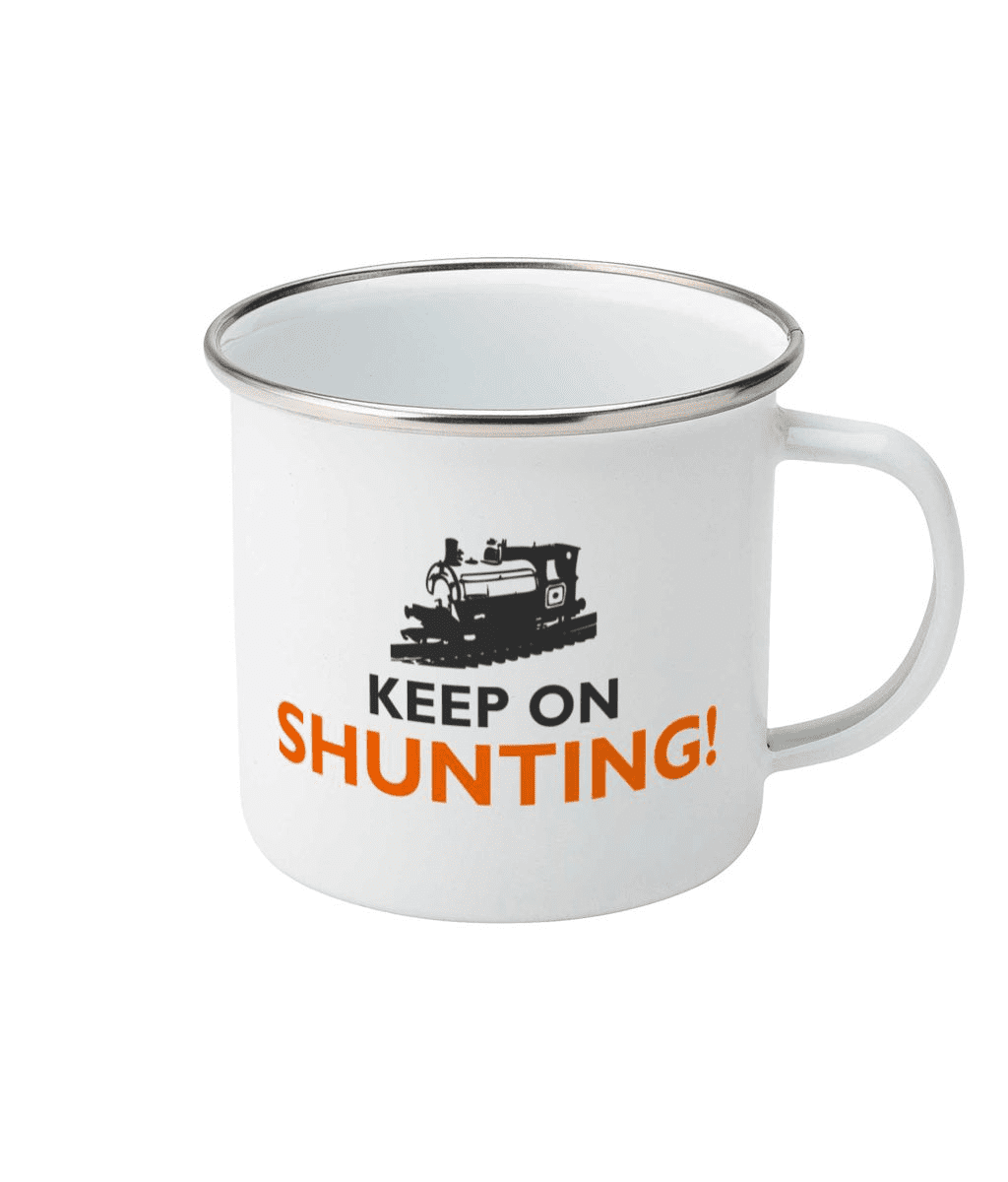 Enamel Mug 10oz Keep On Shunting - Peckett