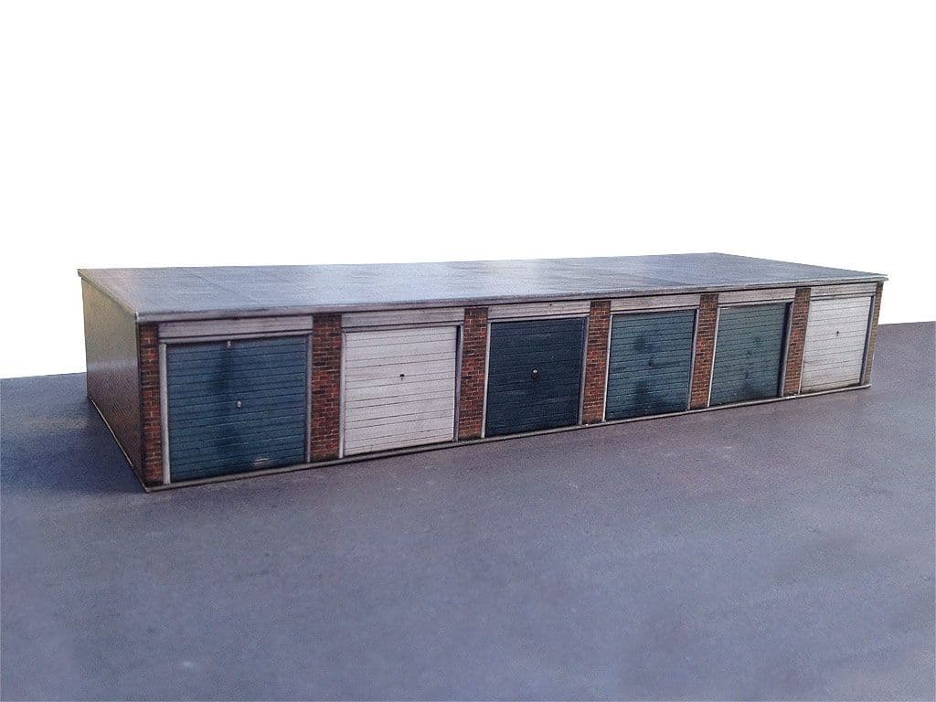 KX029-OO Lock-Up Garages (Block Of Six) OO/4mm/1:76