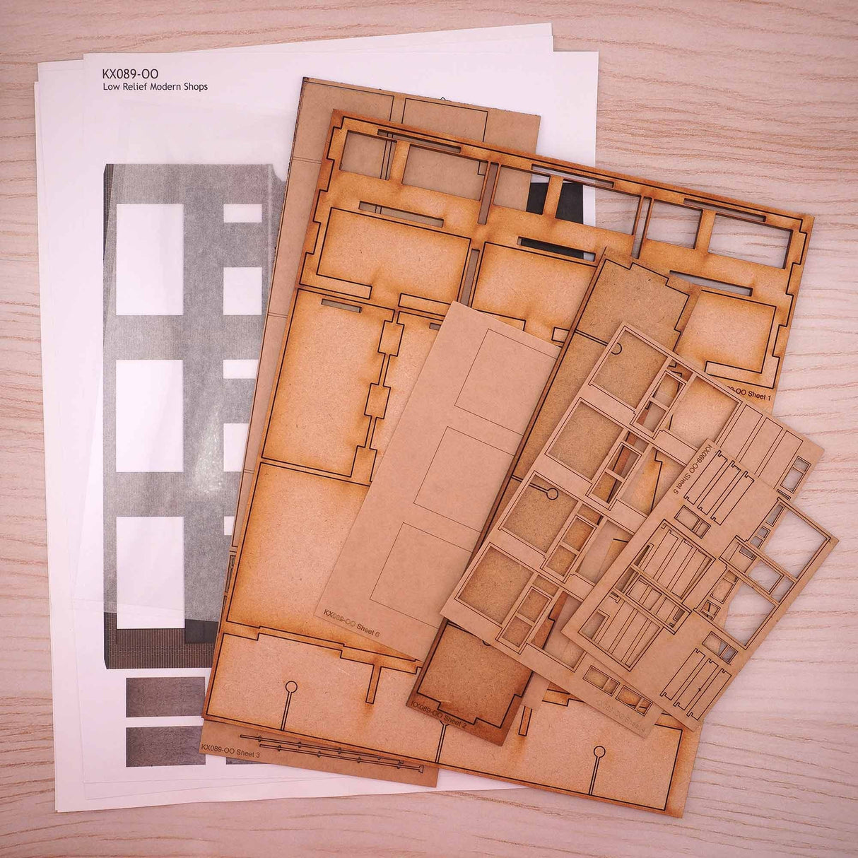 KX089-OO Low Relief 1970's Terraced Shops - OO/4mm/1:76