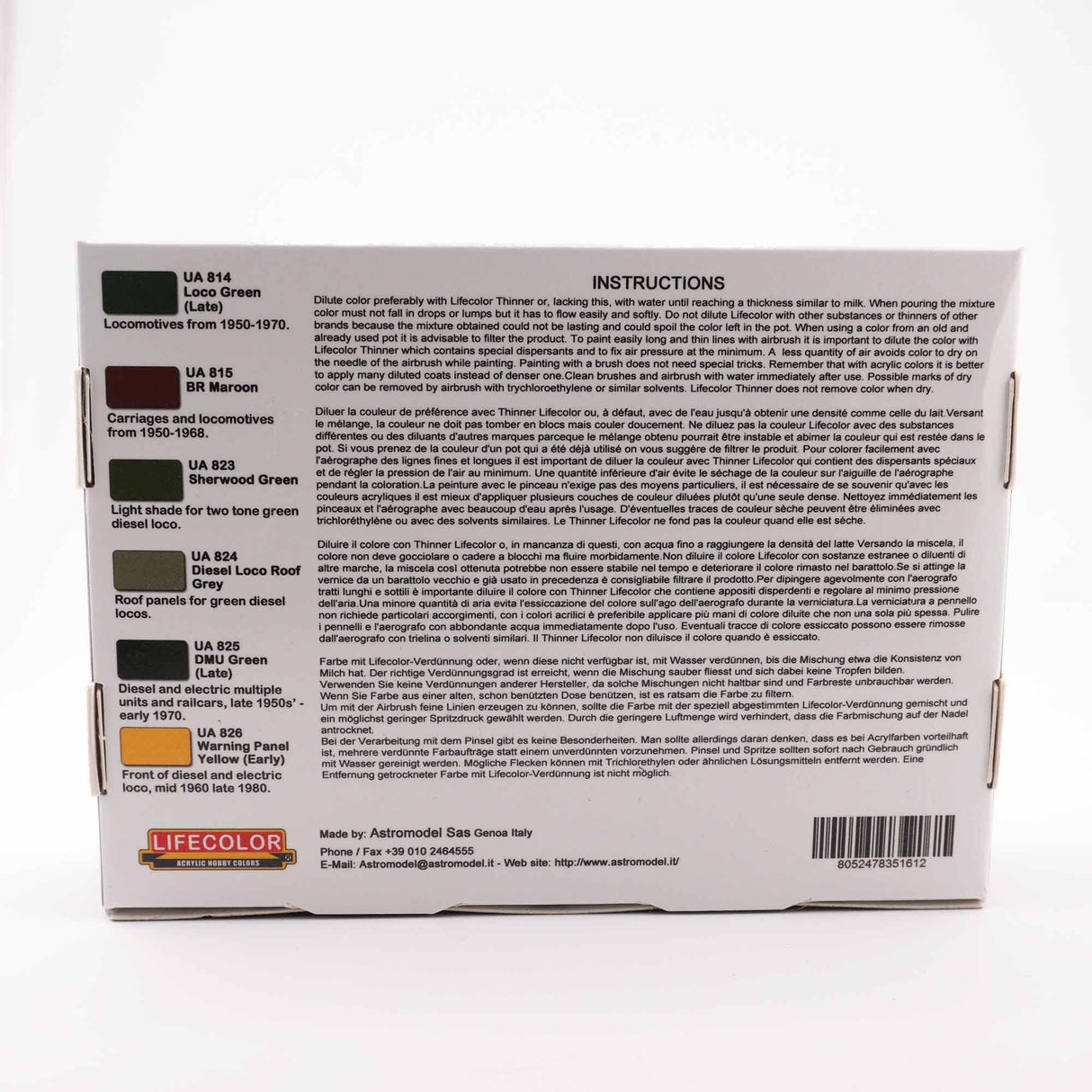 LifeColor British Railways - Mid Period 1960/1970 - Acrylic Paints (22ml x 6)