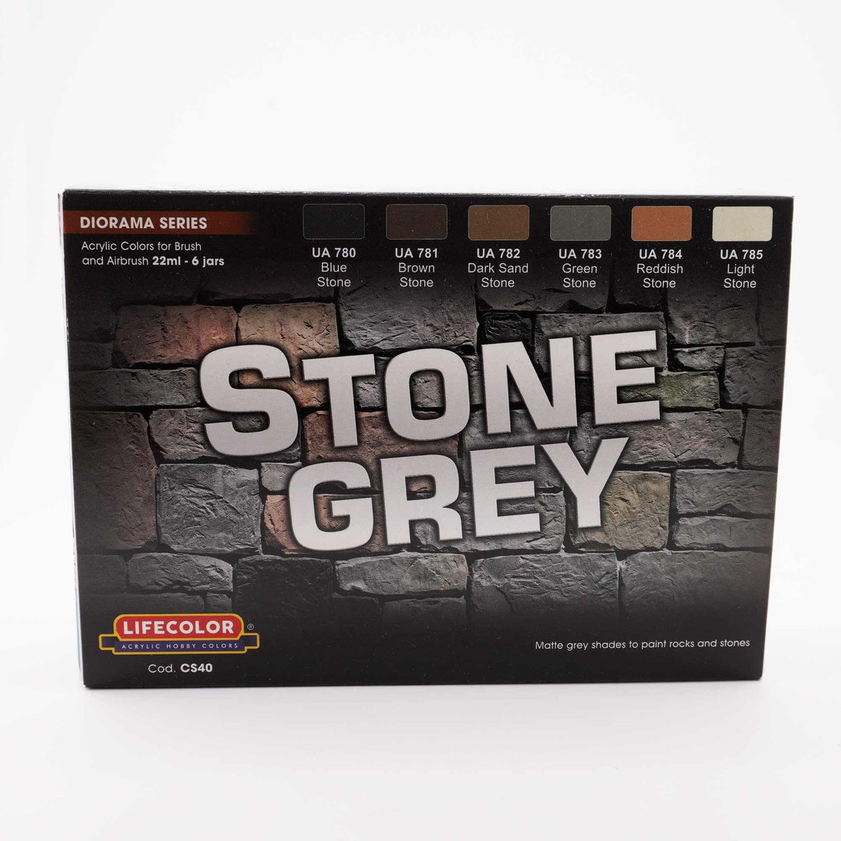 LifeColor Stone Grey Set Acrylic Paints (22ml x 6)