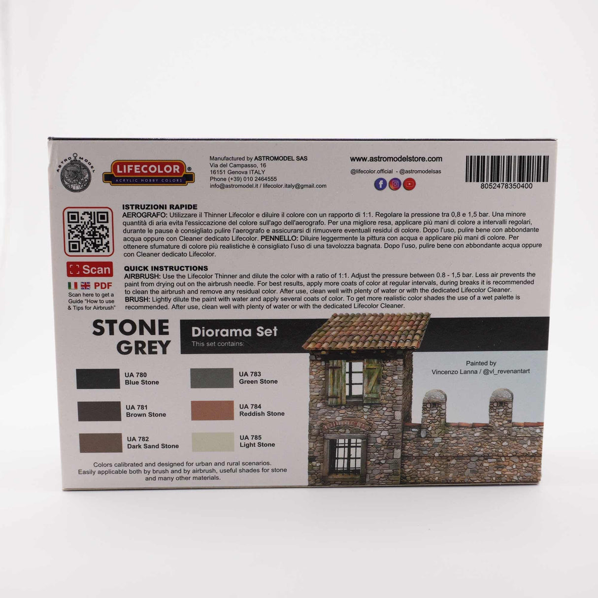 LifeColor Stone Grey Set Acrylic Paints (22ml x 6)