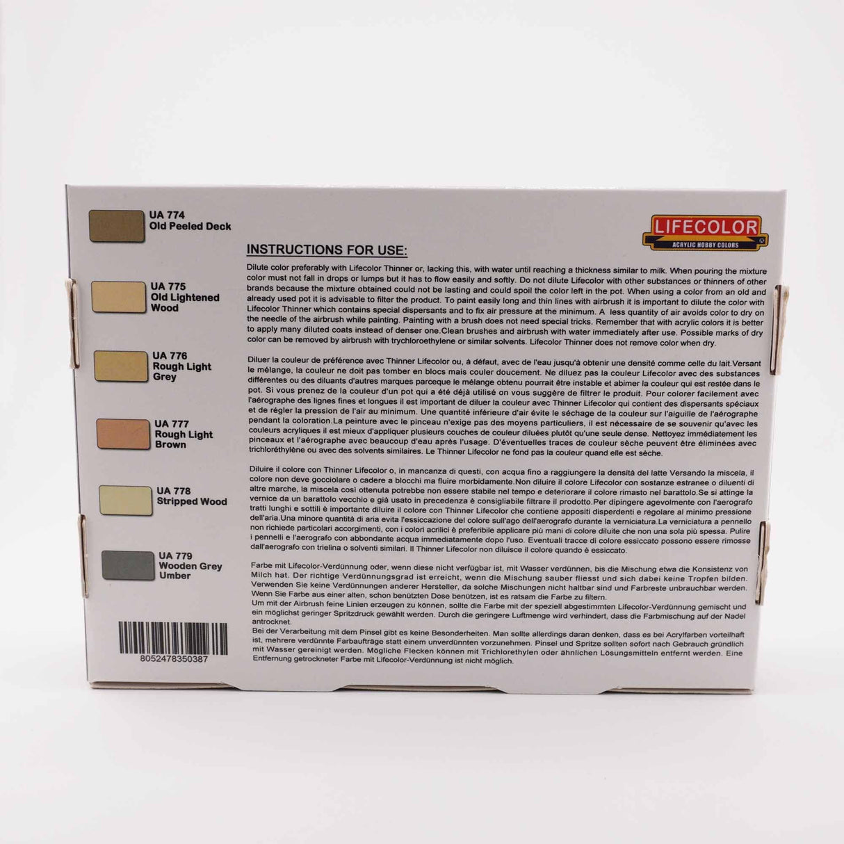 LifeColor White Wood Paint Set (22ml x 6)