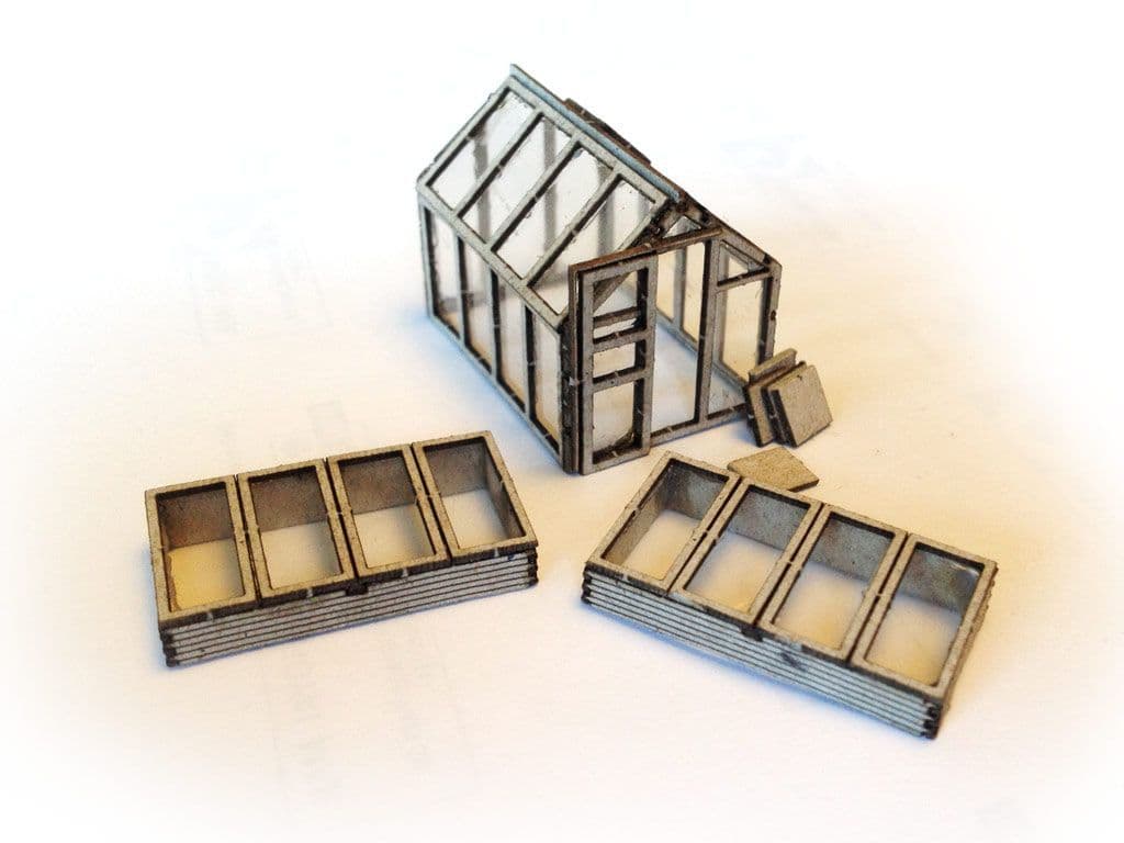 LX016-OO Laser Cut Greenhouse & Cold Frames OO/4mm/1:76