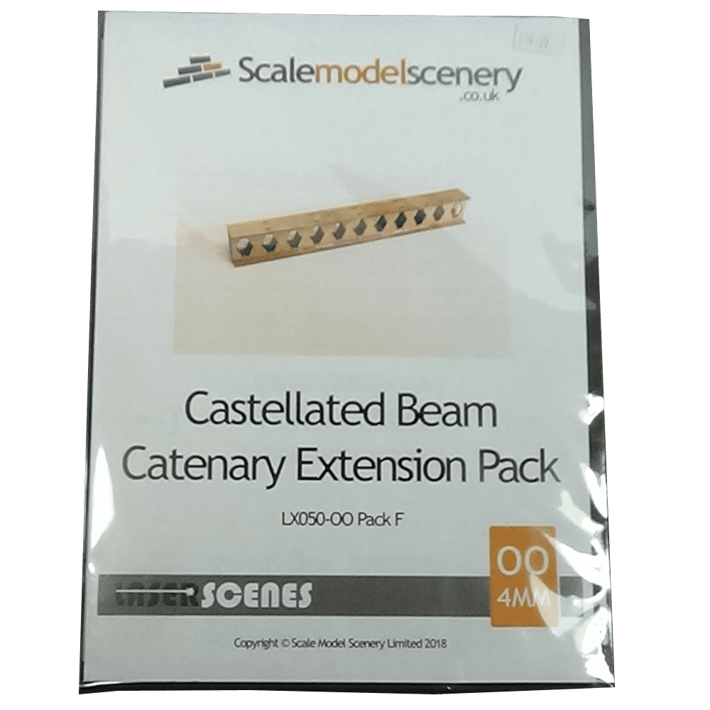 LX050-OO Laser Cut Castellated Beam OHLE Catenary Headspan Extensions (Pack F) OO/4mm/1:76