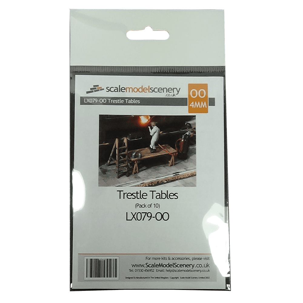 LX079-OO Wooden Trestle Tables (Pack of 10) OO/4mm/1:76