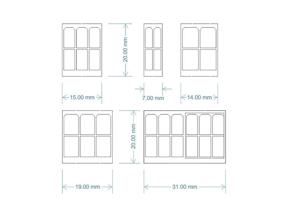 LX146-OO Midland Railway Signal Box Windows (Pack of 20) OO/4mm/1:76