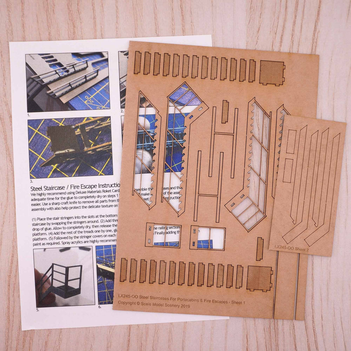 LX245-OO Laser Cut Steel Staircase / Fire Escape (Pack of 2) - OO/4mm/1:76