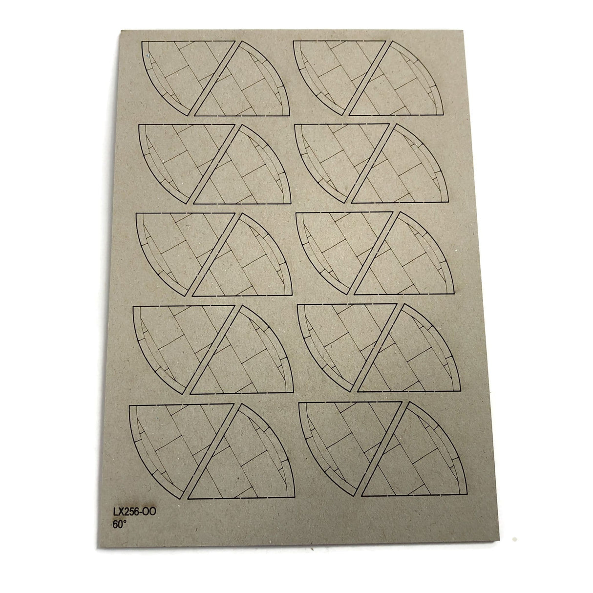 LX256-OO Laser Cut Card 60 Degree Pavement Corners (Pack of 20) - OO/4mm/1:76