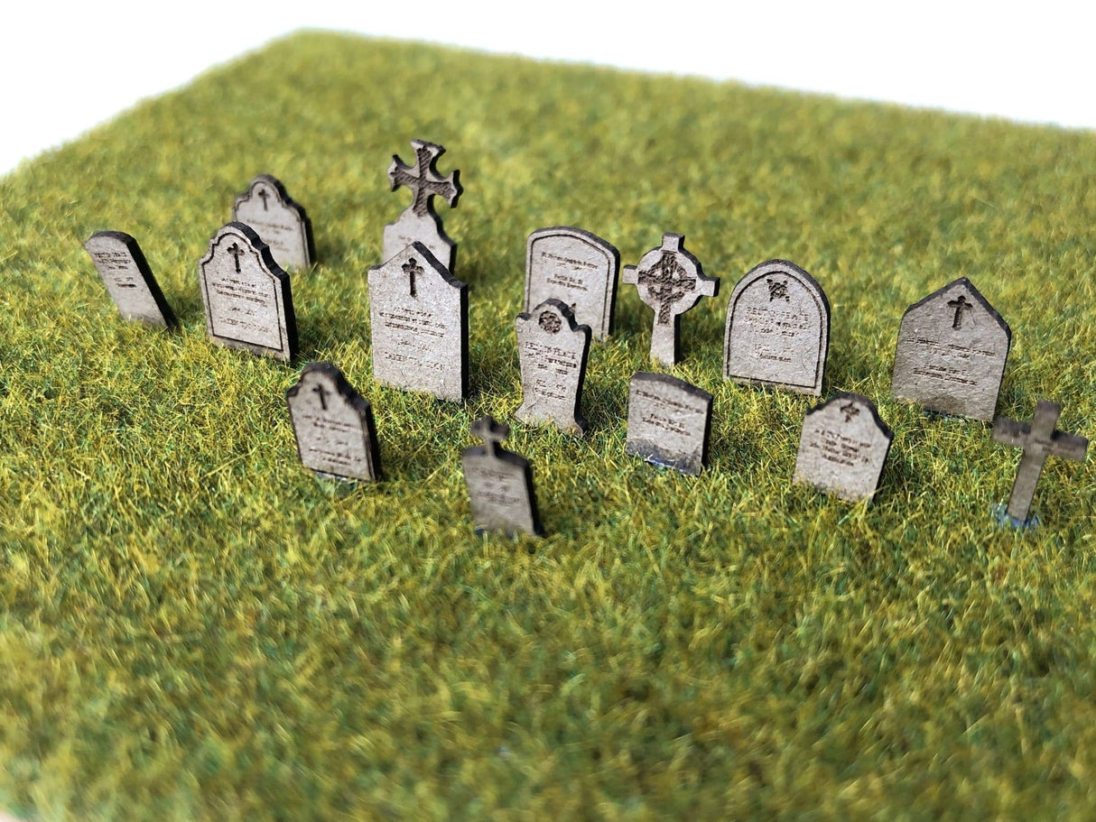 LX394-O Laser Cut Gravestones (Pack of 40) - O/7mm/1:43