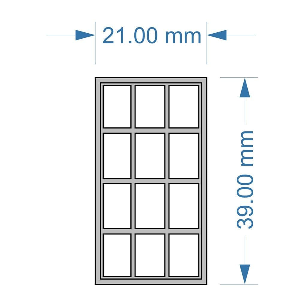 LX582-O Large 12 Pane Industrial Windows (Pack of 4) - O/7mm/1:43