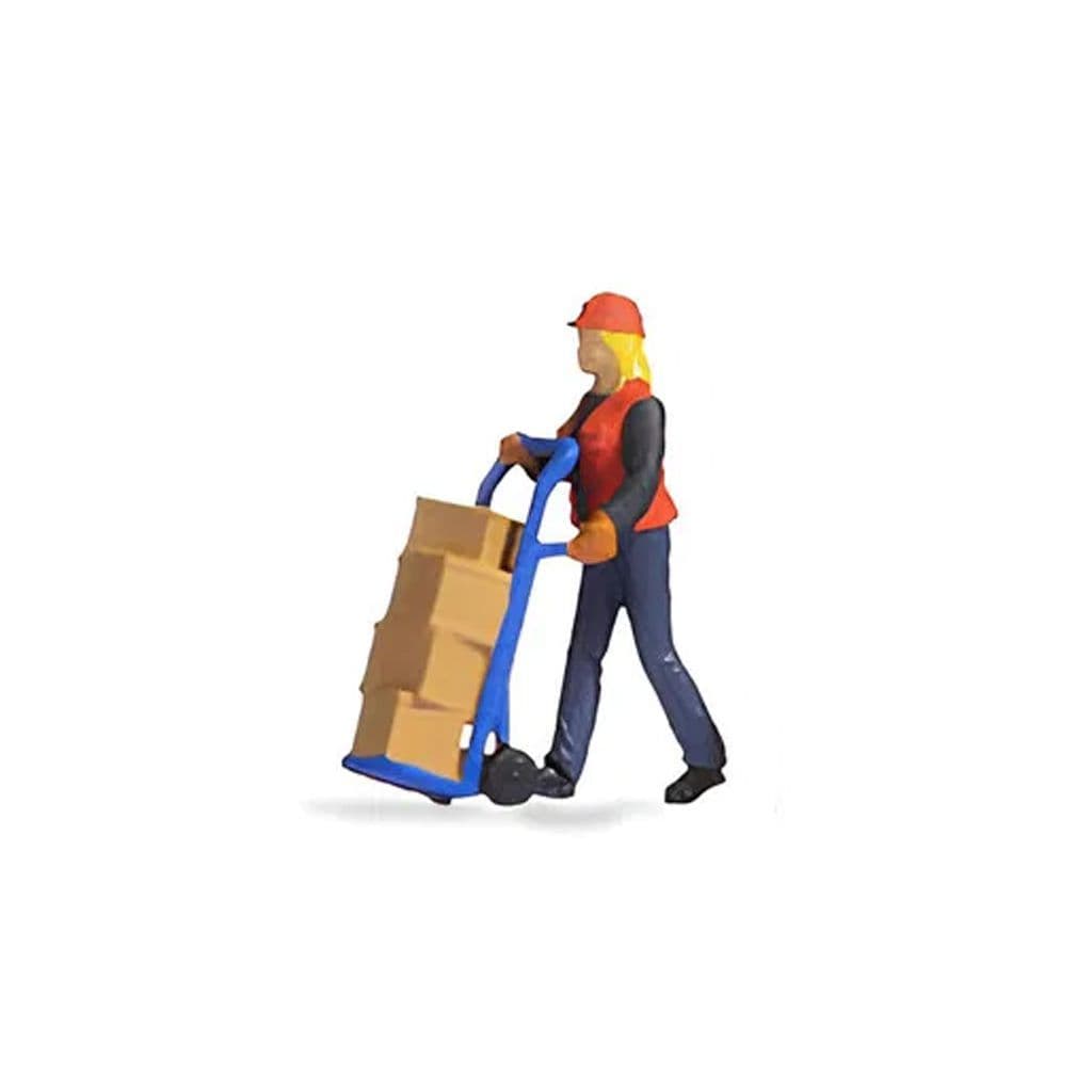 Noch 16527 Female Warehouse Worker With Sack Truck Tiny Scene - OO/HO