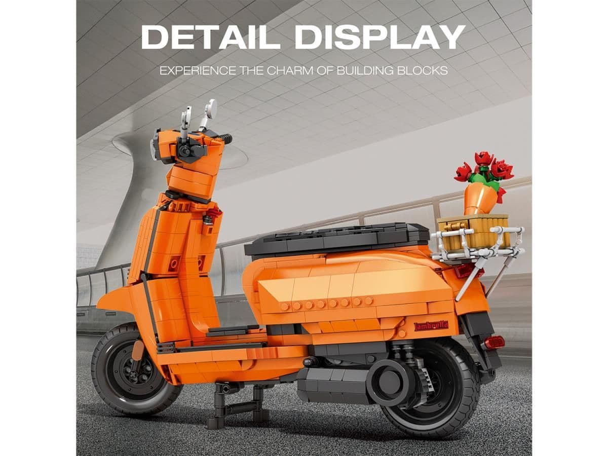 Reobrix Lambretta Scooter Orange 1169pc Construction Set 11036