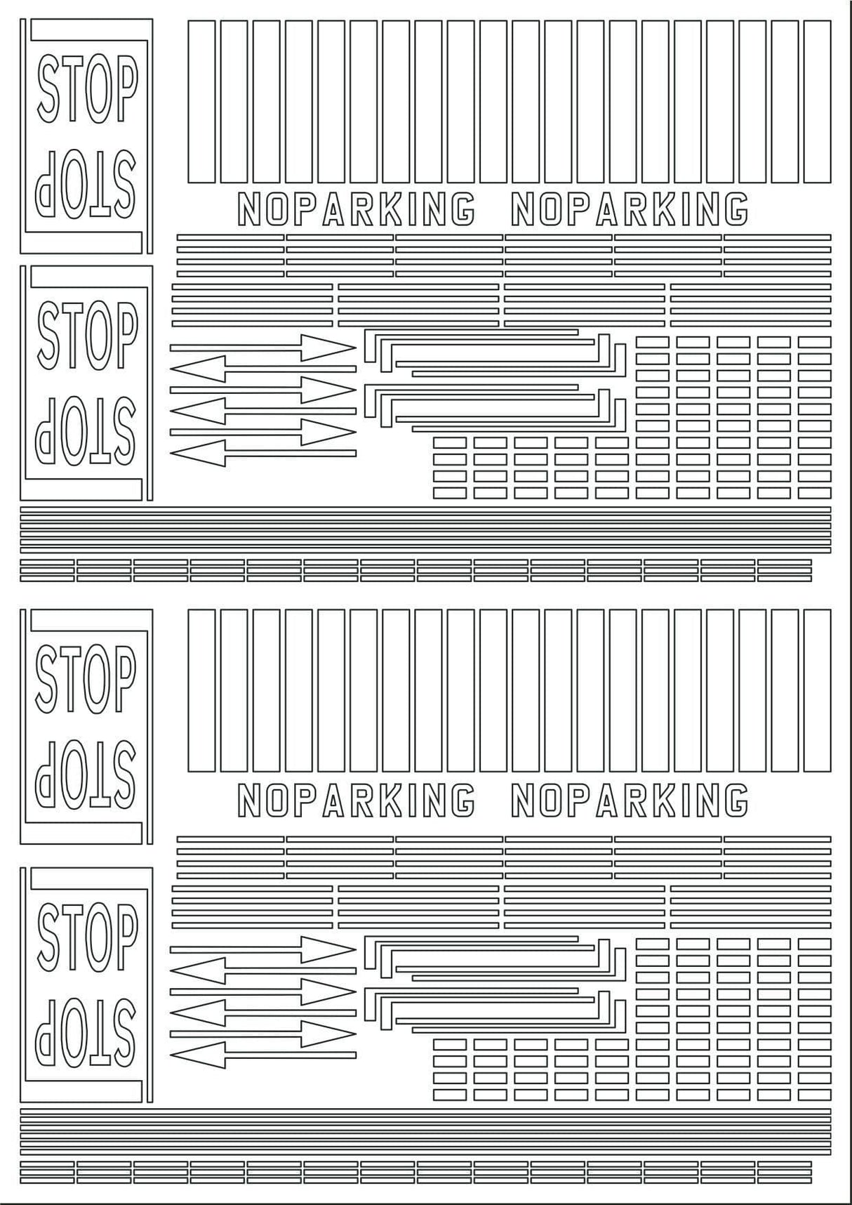 RX006-N Laser Cut 1950's & 60's White Self-Adhesive Road Markings N/2mm/1:148