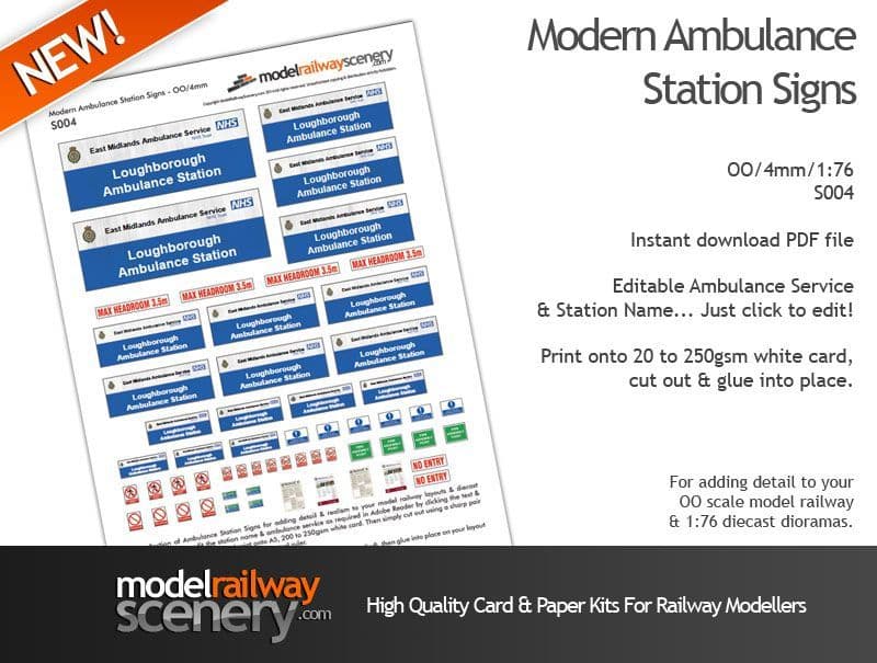 S004-OO Customised Modern Ambulance Station Signs OO/4mm/1:76
