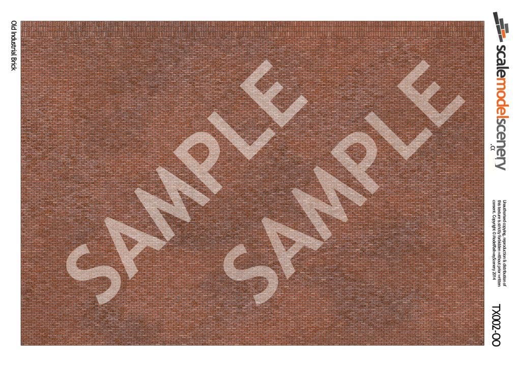 TX002-OO Old Industrial Brick - Stretcher Bond Brick Paper (Pack of 5) - OO/4mm/1:76