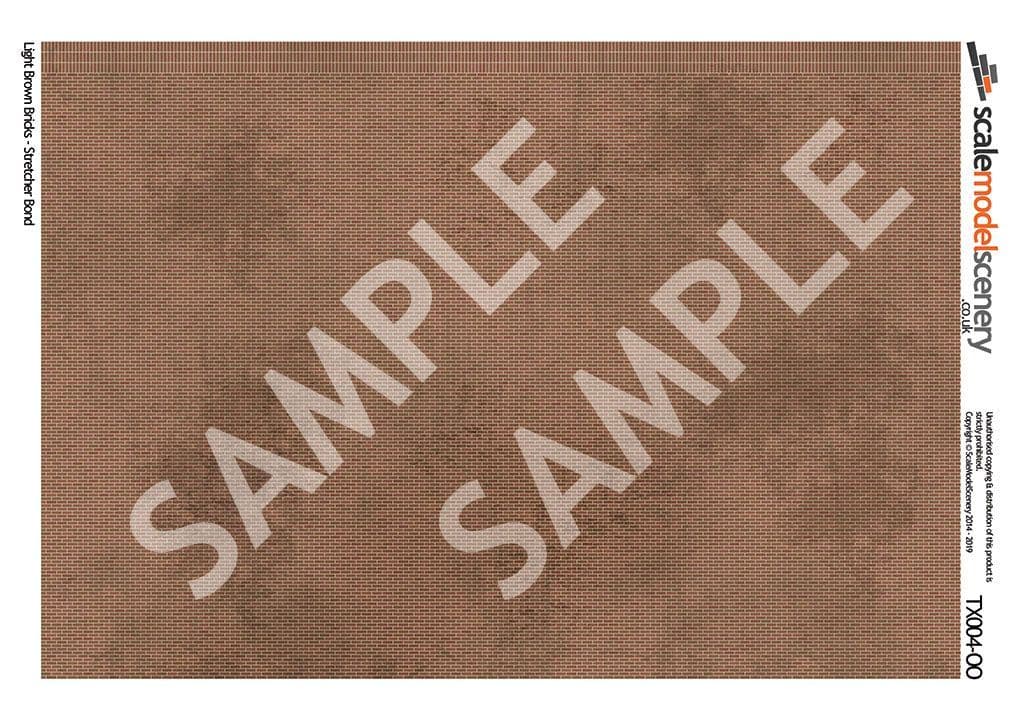 TX004-OO Light Brown Brick Texture Paper (Pack of 5) - OO/4mm/1:76