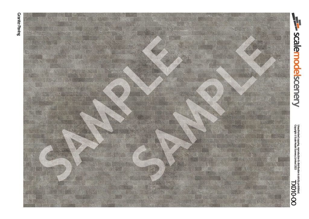 TX010-OO Modern Grey Paving Texture Paper (Pack of 5) - OO/4mm/1:76