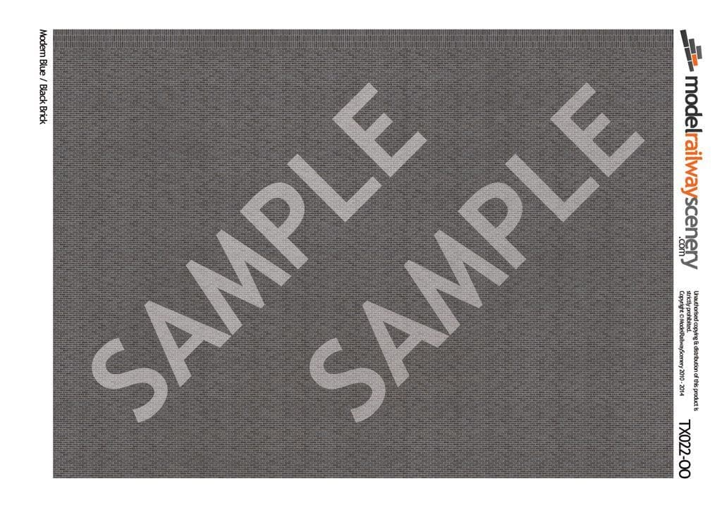 TX022-OO Modern Blue/Black Brick Texture Paper (Pack of 5) - OO/4mm/1:76
