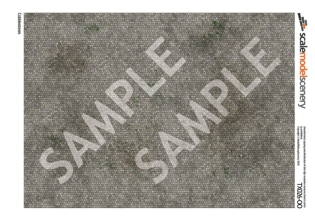 TX026-OO Cobblestones Texture Paper (Pack of 5) - OO/4mm/1:76