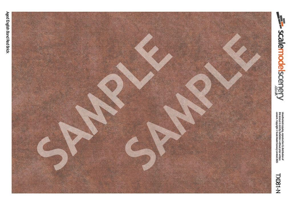 TX081-N English Bond Aged Red Brick Texture Paper (Pack of 5) - N/2mm/1:148
