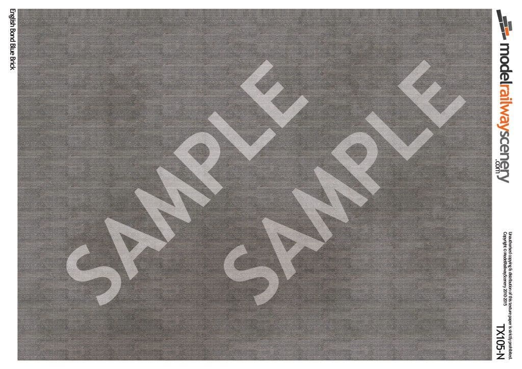 TX105-N English Bond Blue Engineering Brick Texture Paper (Pack of 5) - N/2mm/1:148