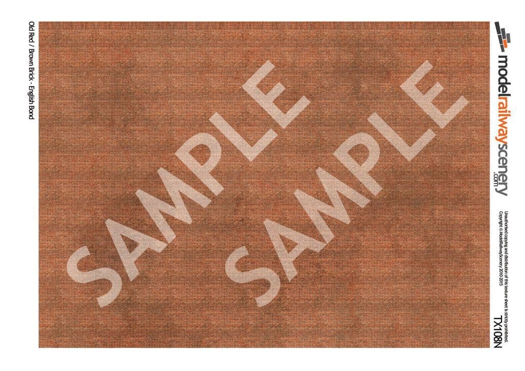 TX108-N Old Red Brown Brick Texture Paper (Pack of 5) - N/2mm/1:148
