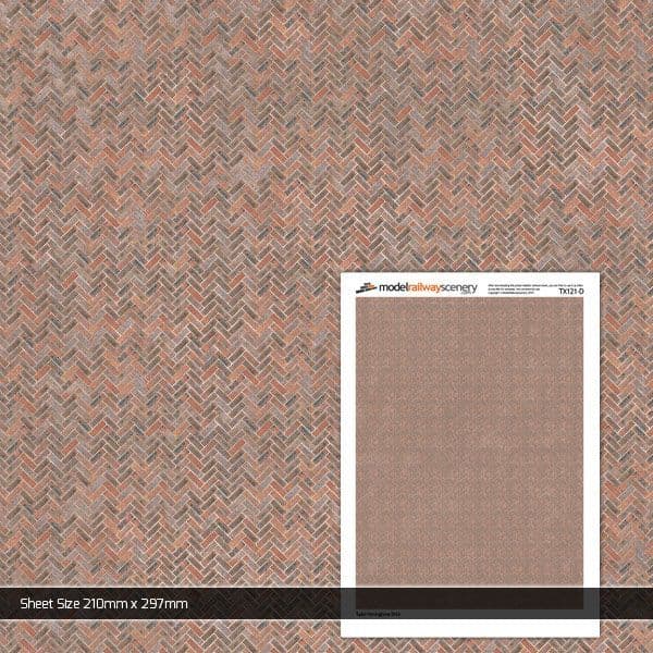 TX121-N Tudor Herringbone Brick Texture Paper (Pack of 5) - N/2mm/1:148