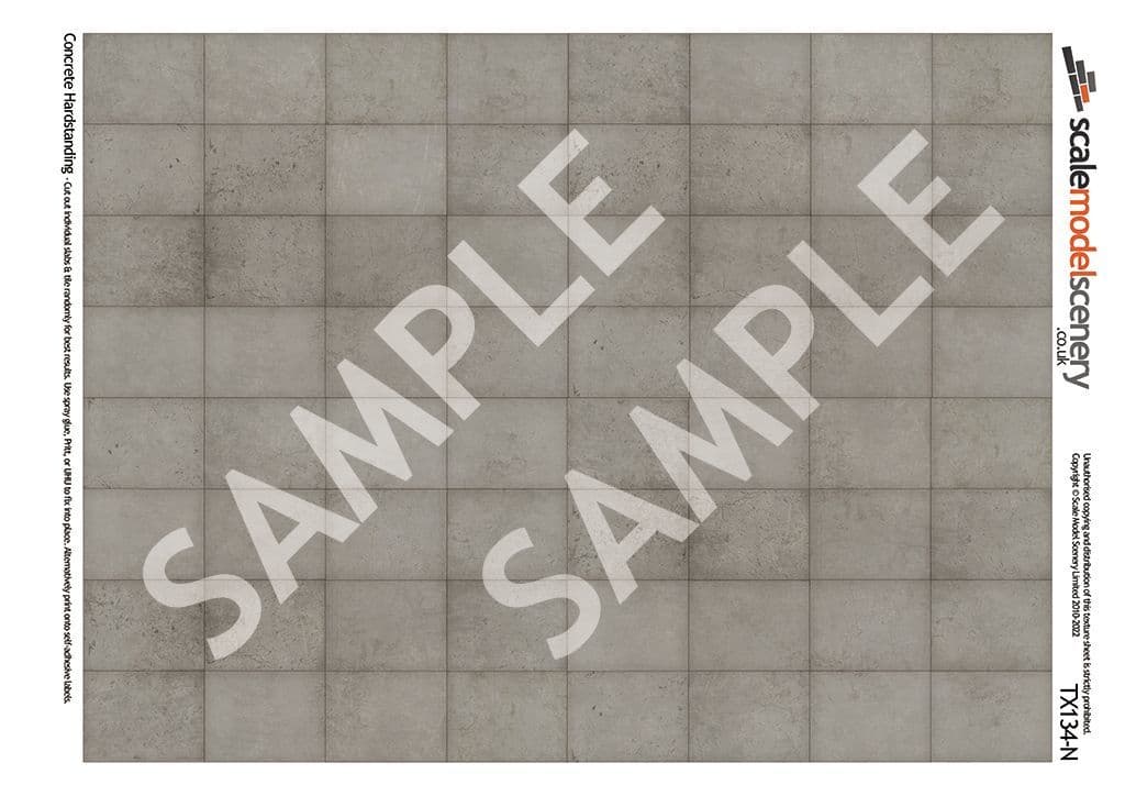 TX134-N Concrete Hardstanding Texture Paper (Pack of 5) - N/2mm/1:148