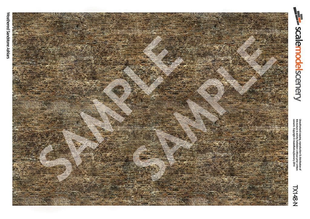TX148-N Weathered Sandstone Ashlars Texture Paper (Pack of 5) - N/2mm/1:148