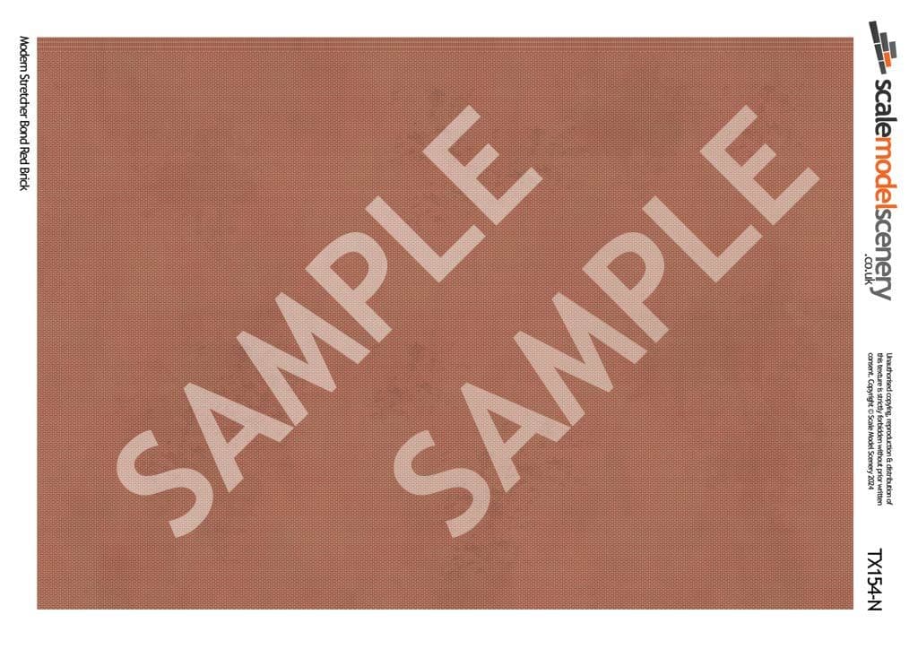 TX154-N Modern Stretcher Bond Red Brick Texture Paper (Pack of 5) - N/2mm/1:148