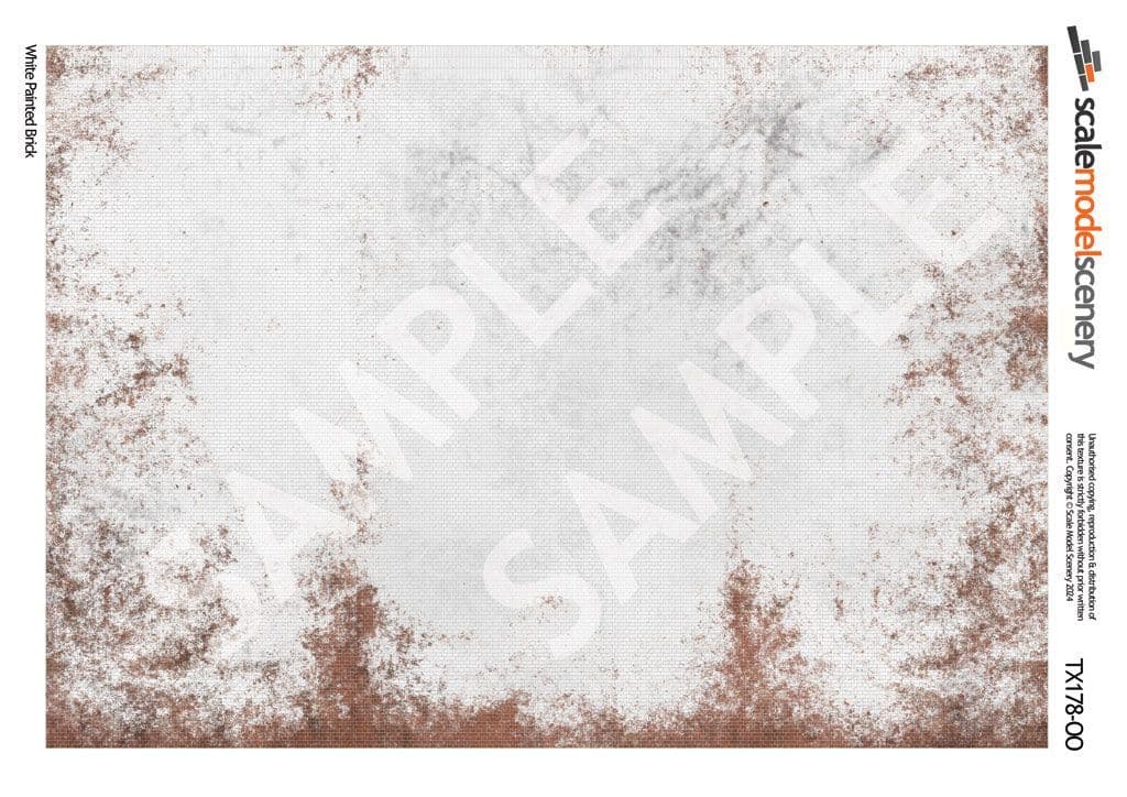 TX178-OO Weathered White Painted Brick Texture Paper (Pack of 5) - OO/4mm/1:76