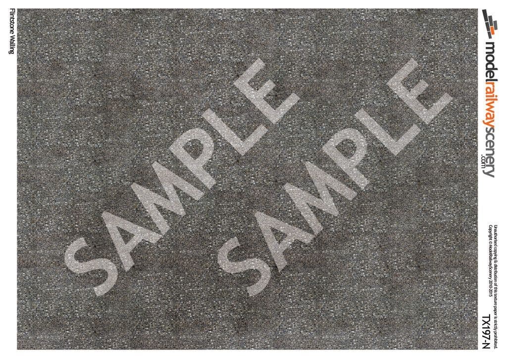 TX197-N Flint Stone Wall Texture Paper (Pack of 5) - N/2mm/1:148