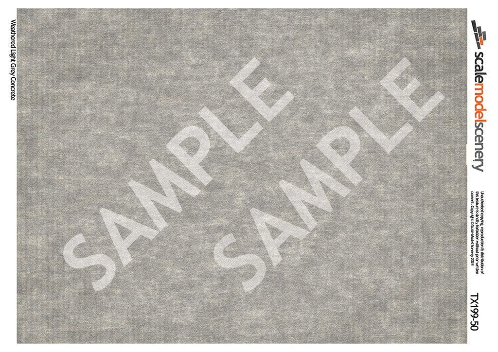 TX199-50 Weathered Light Grey Concrete Paper (Pack of 5) - 1:50 Scale