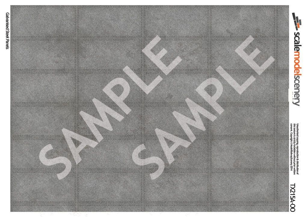 TX215-OO Galvanised Steel Panels Texture Paper (Pack of 10) - OO/4mm/1:76