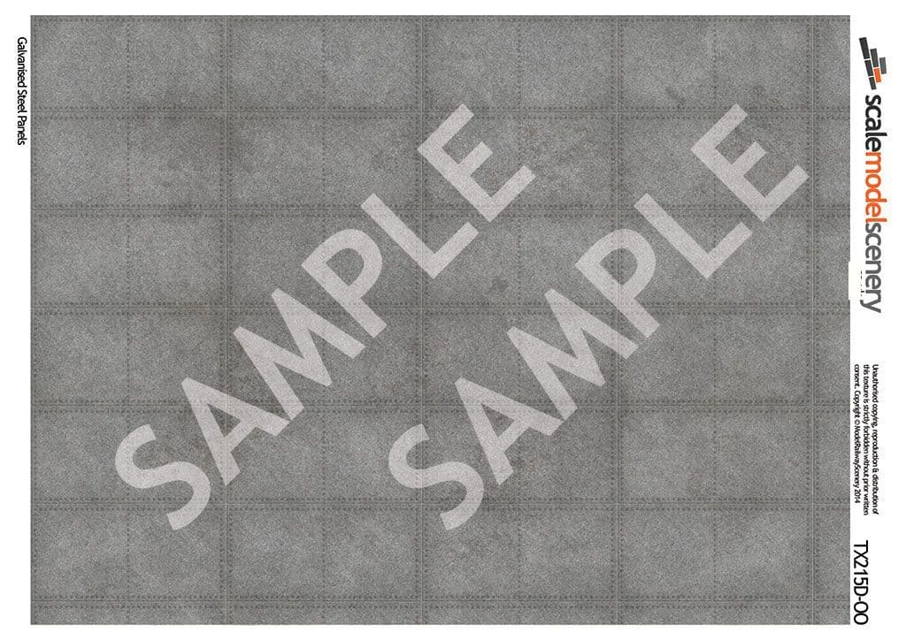 TX215-OO Galvanised Steel Panels Texture Paper (Pack of 10) - OO/4mm/1:76