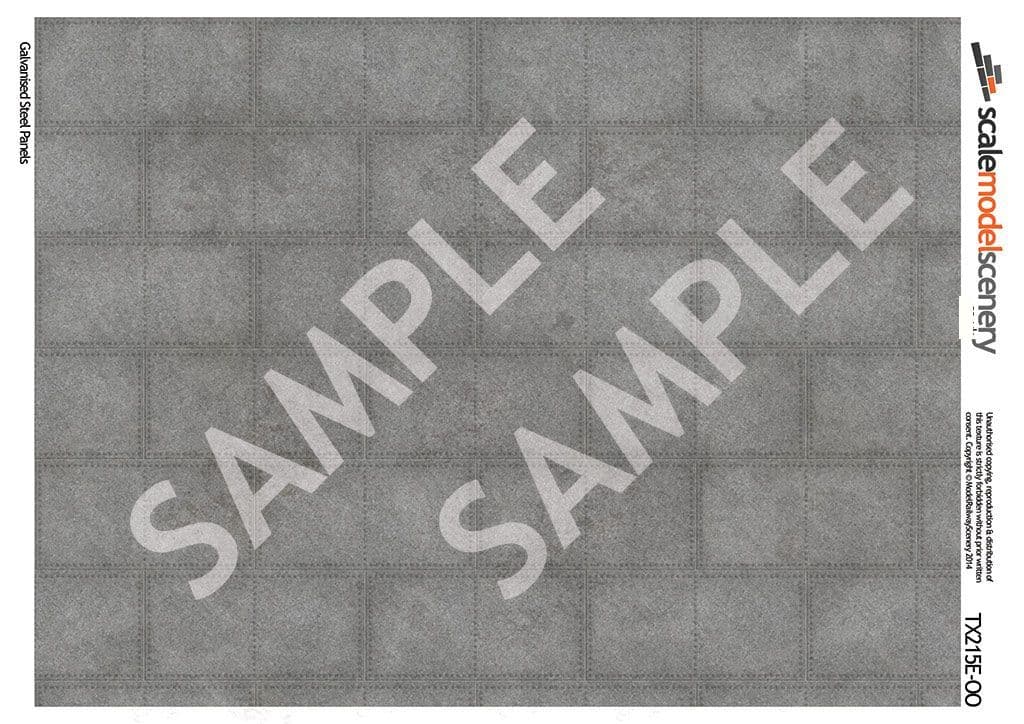 TX215-OO Galvanised Steel Panels Texture Paper (Pack of 10) - OO/4mm/1:76