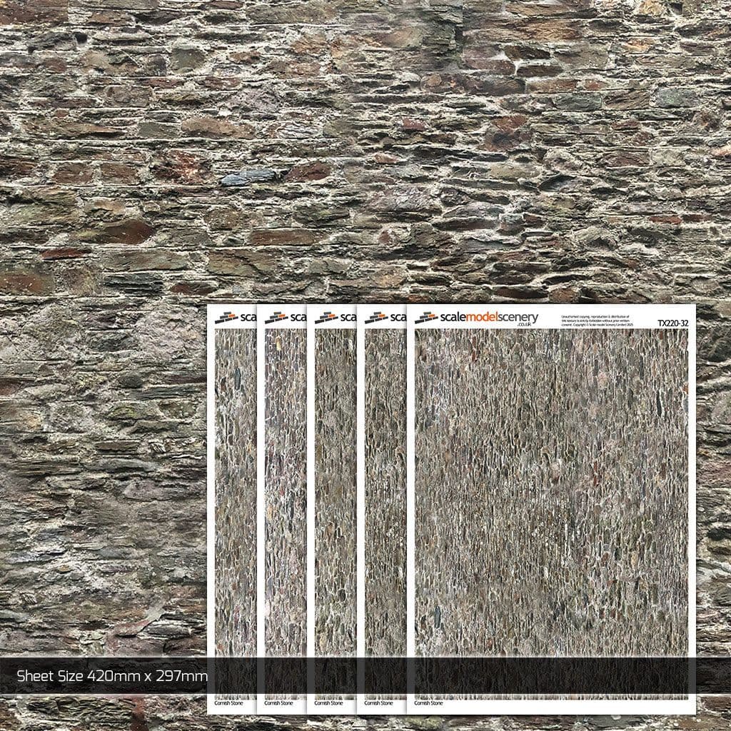 TX220-32 Old Stone Wall Paper (Pack of 5) - 1:32