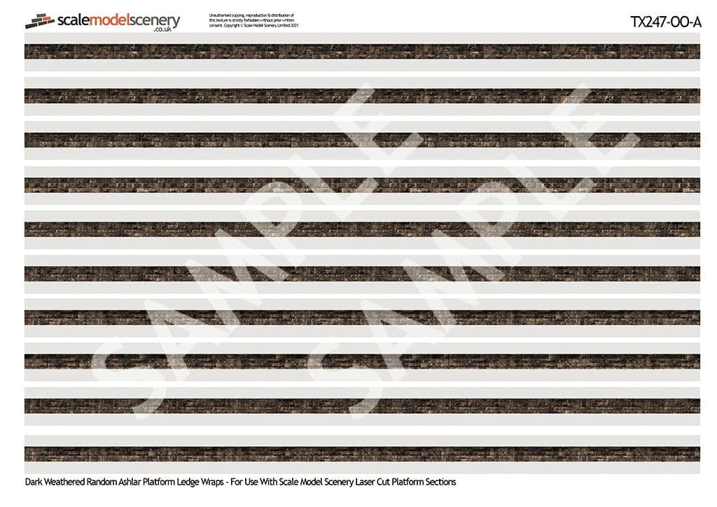 TX247-OO Dark Weathered Stone Ashlar Platform Wall Wraps - OO/4mm/1:76