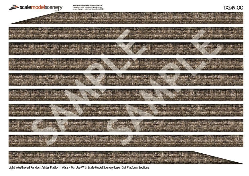 TX249-OO Light Weathered Stone Ashlar Platform Wall Wraps - OO/4mm/1:76