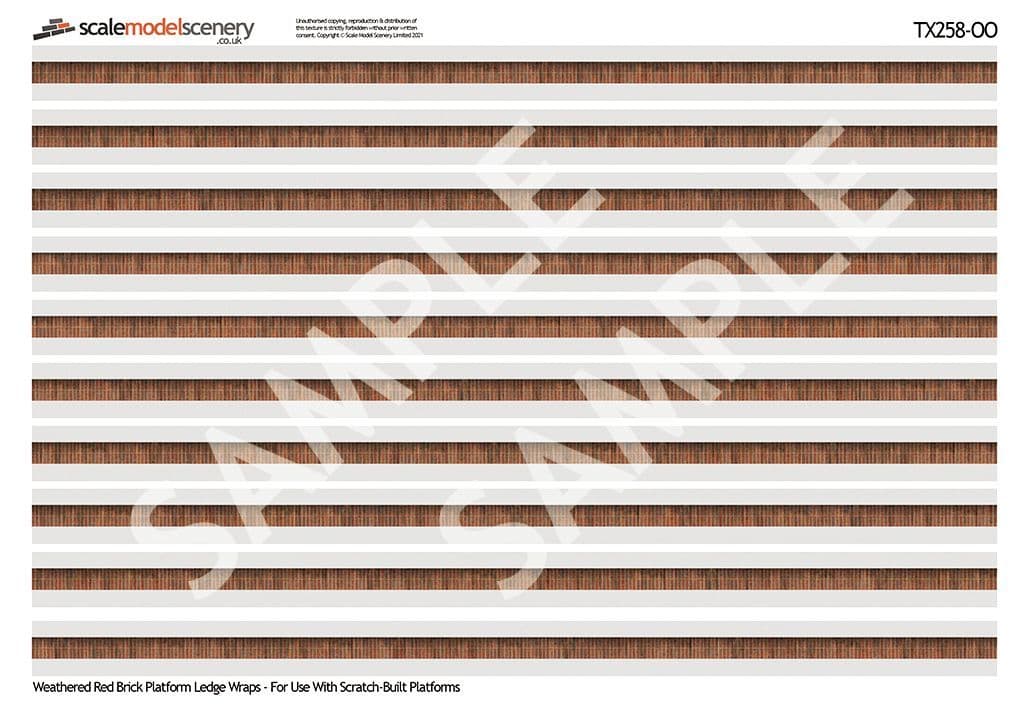 TX258-OO English Bond Weathered Red Brick Platform Wall Wraps (18mm to 20mm high) - OO/4mm/1:76