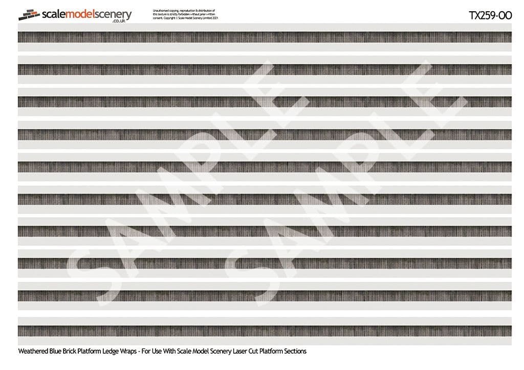 TX259-OO English Bond Weathered Blue Brick Platform Wall Wraps (18mm to 20mm high) - OO/4mm/1:76