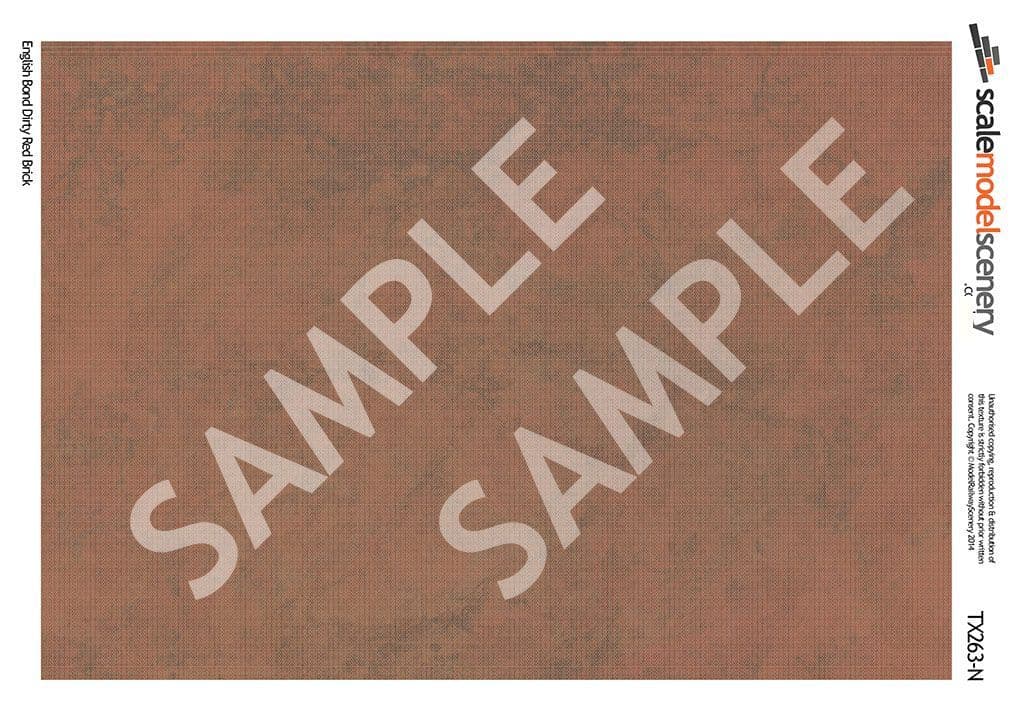 TX263-N English Bond Dirty Red Brick Texture Paper (Pack of 5) - N/2mm/1:148